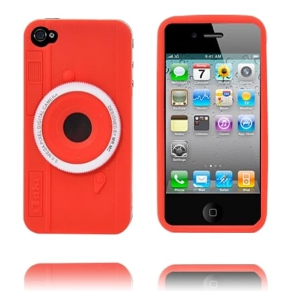 Kamera (Punainen) iPhone 4 Silikonikuori Red