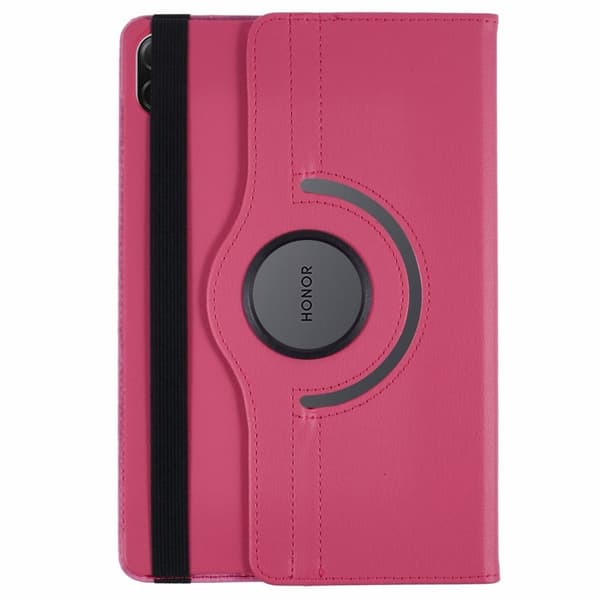 Honor Pad X8a / Pad X9 Etui Roterende stativ Vegansk læder Bumpresistent Tablet Cover med elastikbånd - Rose Pink