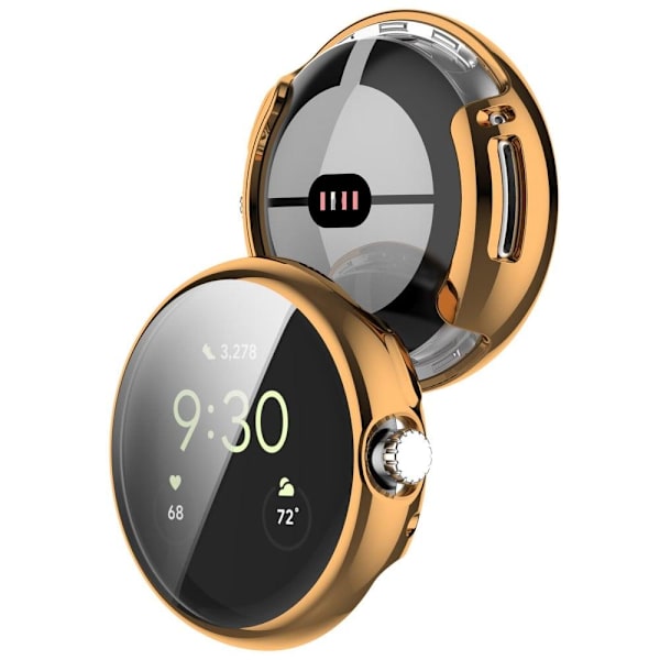 Google Pixel Watch galvaniseringscover med skærmbeskyttelse - Rødguld Pink