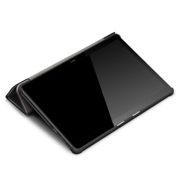 Huawei MediaPad T5 beskyttelsesetui i kunstlæder med stativ - So Black