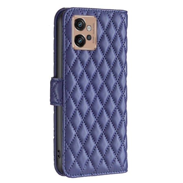 Rhombus Mønster Matte Flip Case til Motorola Moto G32 - Blå Blue