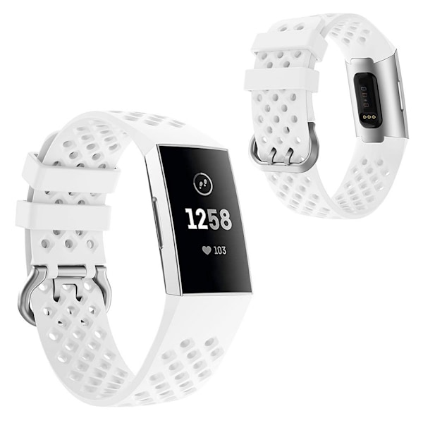 Fitbit Charge 4 / 3 neliöreikäinen silikoninen kellonauha - Valkoinen White