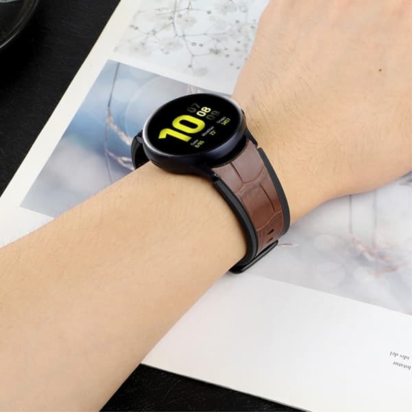 Samsung Galaxy Watch 5 / 4 / 3 klockarmband i äkta läder och silikon - Grå / Grå Svart