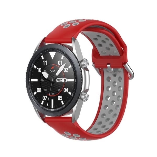 Samsung Galaxy Watch 3 (41mm) tvåfärgad silikon klockarmband - röd / grå Röd