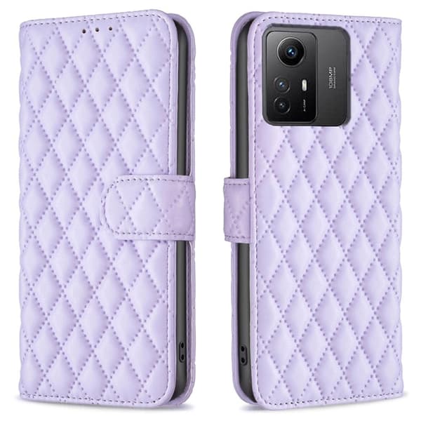 Rhombus mat Xiaomi Redmi Note 12S flip etui - Lilla Purple