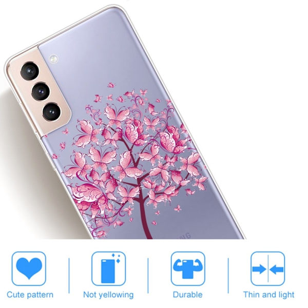 Deco Samsung Galaxy S22 Plus Etui - Lyserøde Blomster Pink