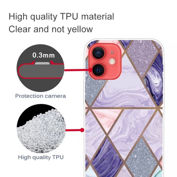 Marble iPhone 13 Mini Suojakotelo - Triangles And Diamond Marble Multicolor
