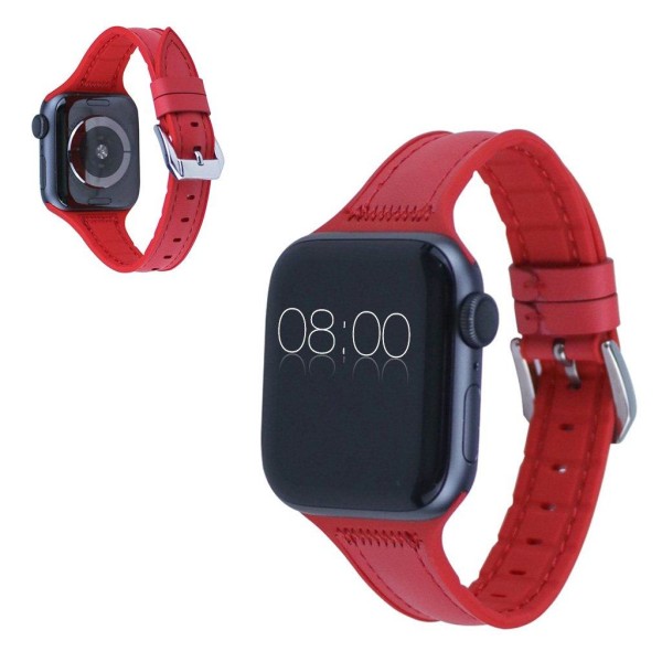 Apple Watch Series 5 44mm silicone leather watch band - Red Röd