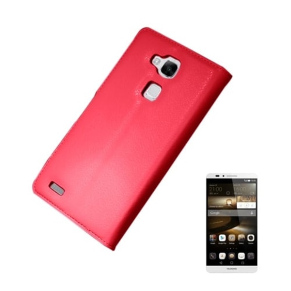 Kvist Huawei Ascend Mate7 Lær Flipp Etui - Rød Red
