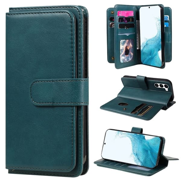 10-slot Pung Etui til Samsung Galaxy S23 - Sortliggrøn Green