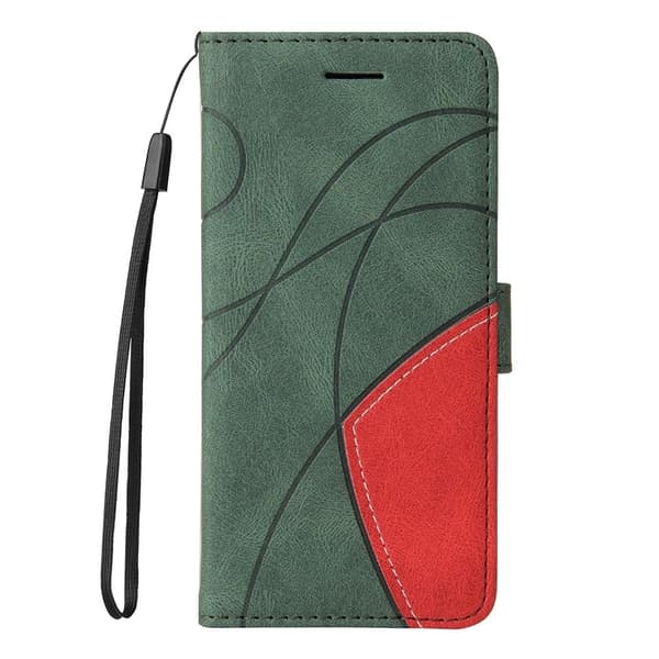 Texturerat läder Xiaomi Poco F5 / Xiaomi Redmi Note 12 Turbo fodral med handledsband - Grön Grön