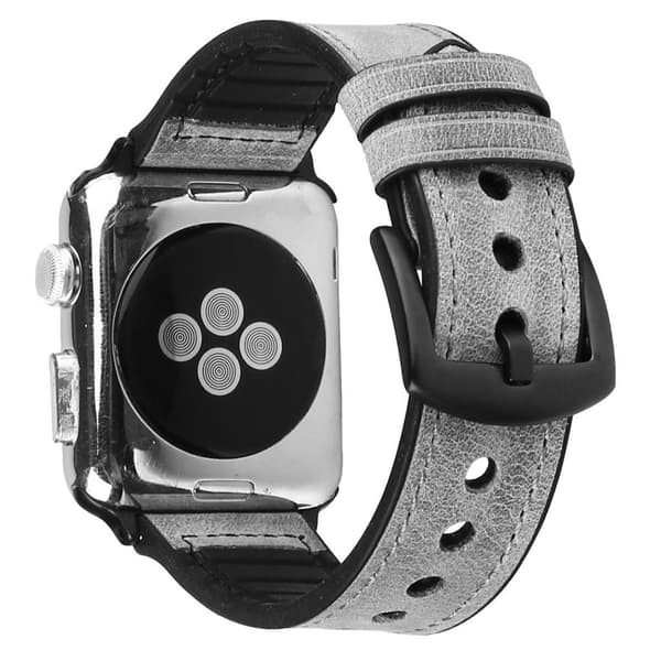 Apple Watch Series 5 40mm aitoa nahkaa oleva silikoninen ranneke - Harmaa Silver grey