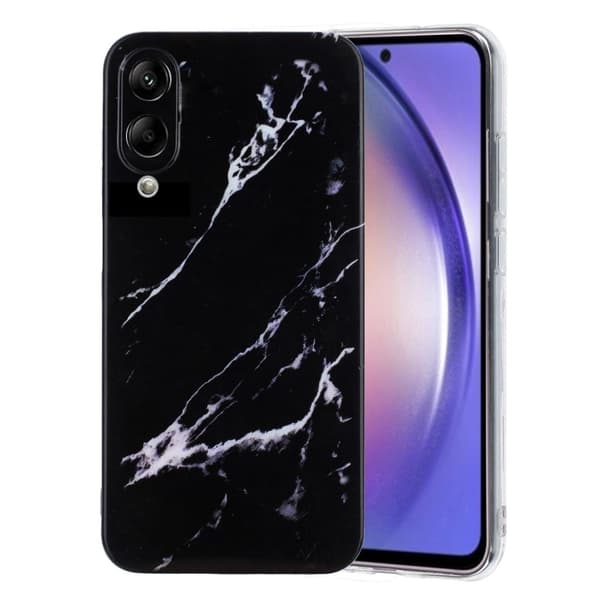 Samsung Galaxy S25 Edge-etui Marmormønstret, malt, fleksibelt bakdeksel - Svart Black