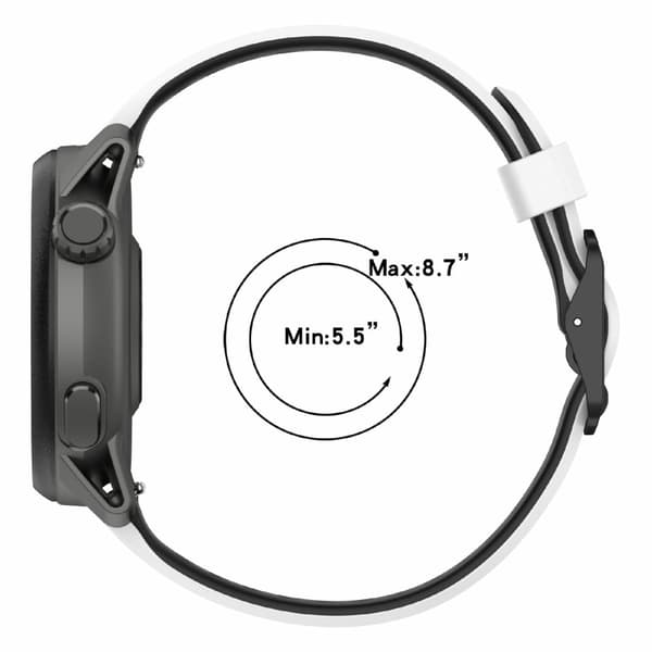 Coros Pace 3 / Apex 2 Pro / Apex Pro silikoninen kellonauha kaksivärinen 22mm ranneke - Valkoinen / Musta White