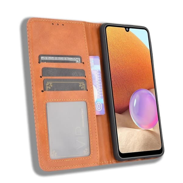 Bofink Vintage läder Samsung Galaxy A32 fodral - Brun Brun