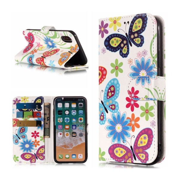 Butterfly läder iPhone Xs Max fodral - Flerfärgad multifärg