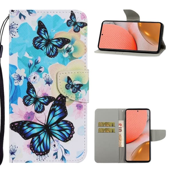 Wonderland Samsung Galaxy A72 5G Flip etui - Blå sommerfugl Blue