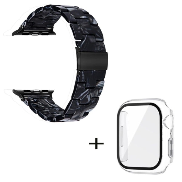 Urrem med 3 perler i resin-stil med klart cover til Apple Watch Series 3/2/1 42mm - Sort Mix Black