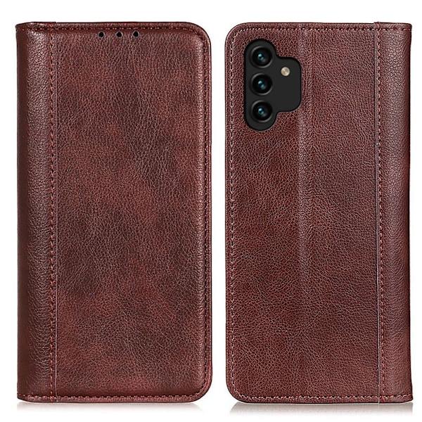 Samsung Galaxy A13 4G ægte læderetui med magnetisk lukning - Brun Brown