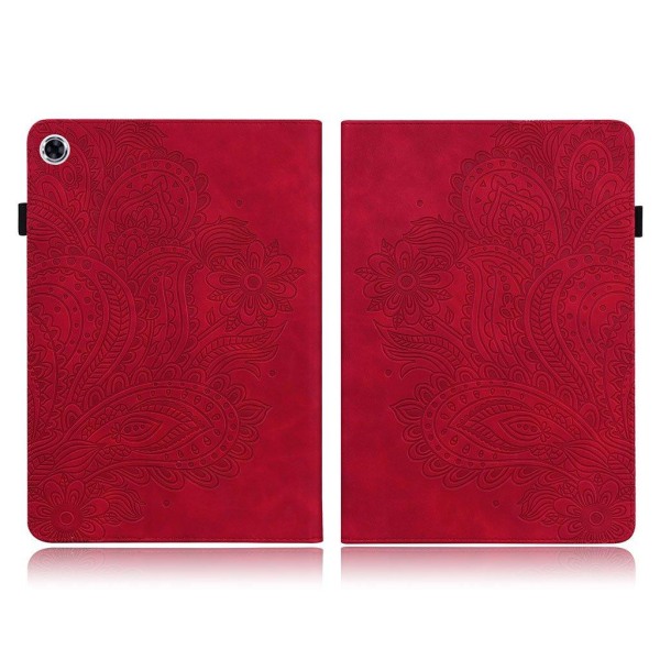 Imprinted Flower Læder Etui til Lenovo Tab M10 FHD Plus - Rød Red