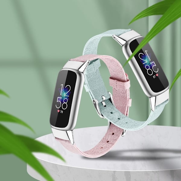 Fitbit Luxe urrem i lærredsstil - Søblå / Størrelse: L Blue