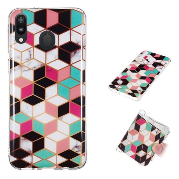 Marble Samsung Galaxy M20 cover - Farverigt Diamantmønster Multicolor