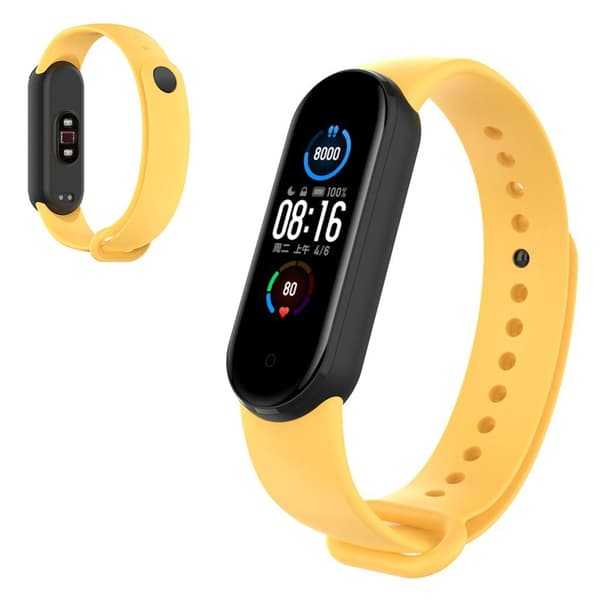Xiaomi Mi Band 5 holdbar to-tonet rem - gul / sort Yellow
