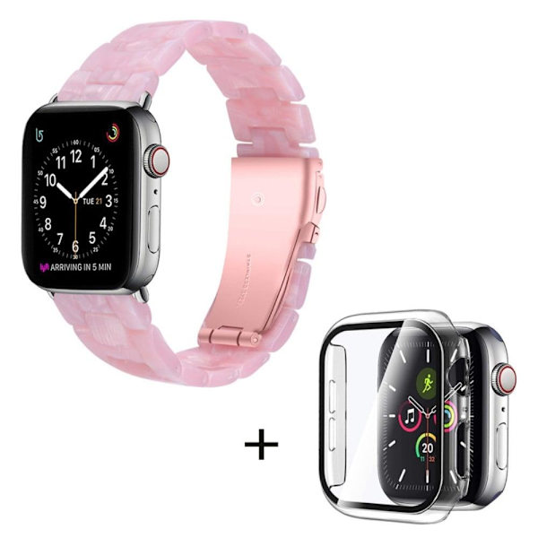 Apple Watch SE 2022 (40mm) 3 helmen hartsityylinen kelloranneke kirkkaalla suojuksella - Helmi Vaaleanpunainen Pink