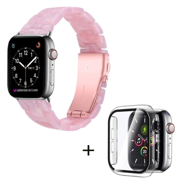 Apple Watch SE 2022 (40mm) klockarmband med 3 pärlor i resin och genomskinligt hölje - Pärla Rosa Rosa