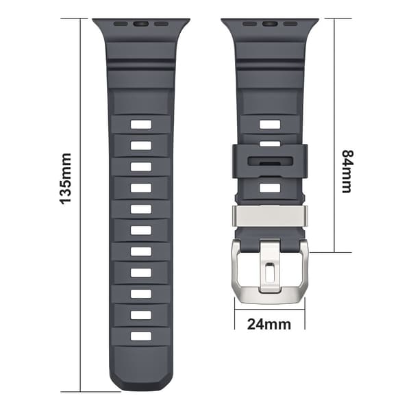 Fluorubberband Apple Watch Series 49mm - 45mm - 44mm - 42mm klockarmband - Blå / Svart Spänne Blå