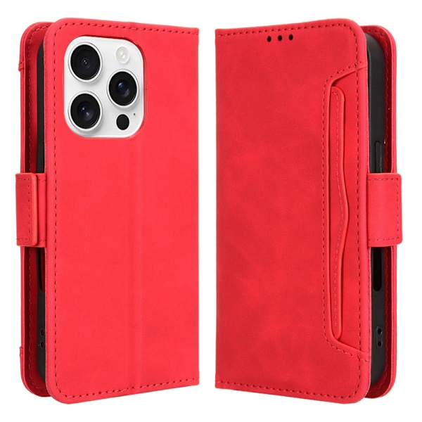 iPhone 16 Pro Max moderni nahkainen lompakkokotelo - Punainen Red