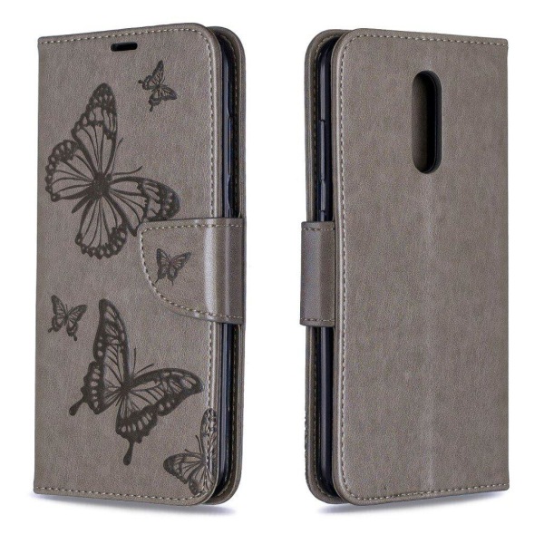 Butterfly läder Nokia 3.2 fodral - Silver/Grå Silvergrå
