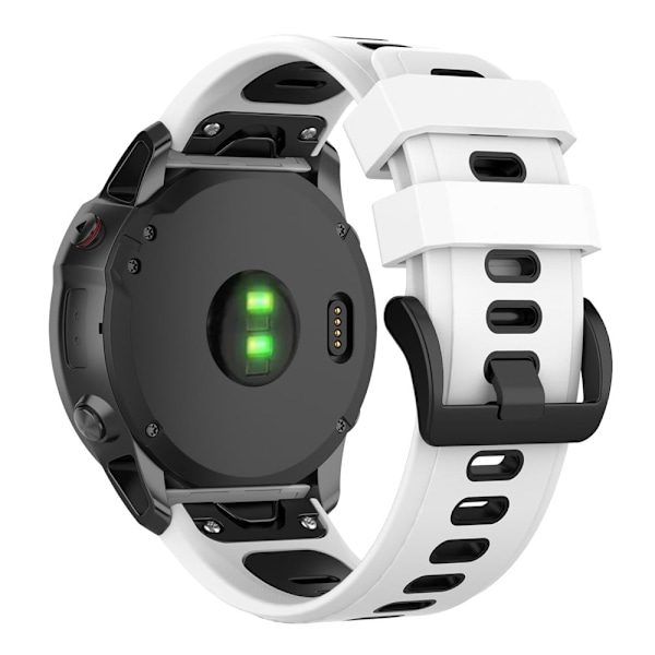 Garmin Fenix 7X tofarvet silikone-urrem - Hvid / Sort White