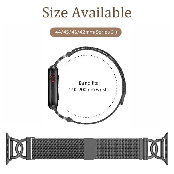 Urrem Apple Watch Series 49mm - 45mm - 44mm - 42mm DC-Shape Magnetisk Clasp rustfri stålrem - Sort Black