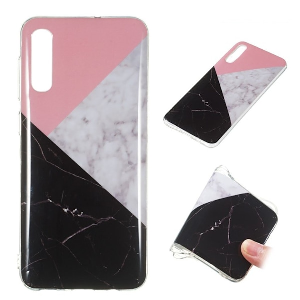 Marble Samsung Galaxy A50 cover - Rose / hvid / sort marmor Multicolor
