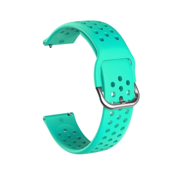 22 mm universal klockarmband i silikon med runda hål - Mintgrön / Silverspänne Grön