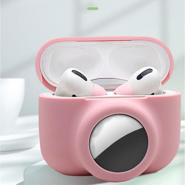 2-i-1 AirPods Pro / AirTags silikonfodral - Rosa Rosa