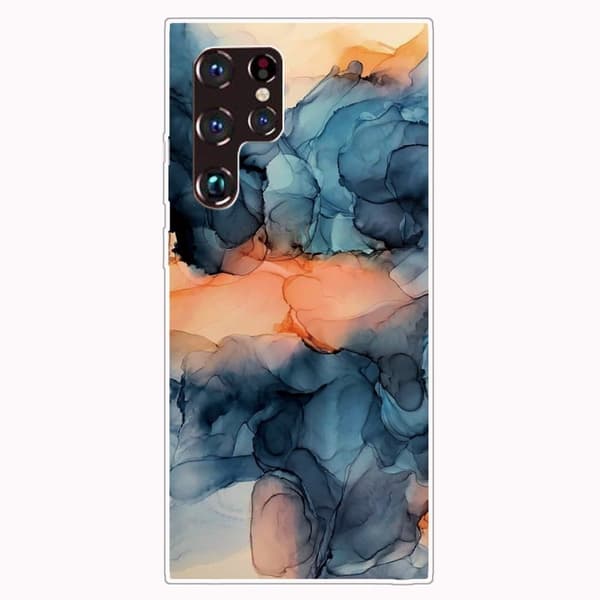 Marble Samsung Galaxy S22 Ultra Etui - Orange Between The Blues Multicolor