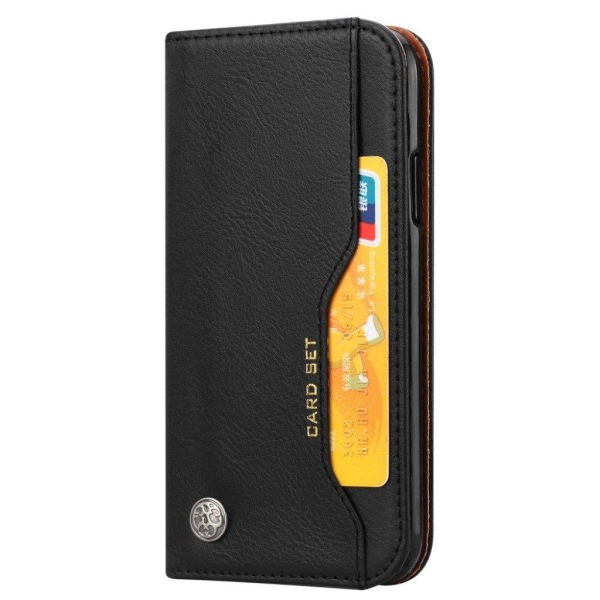 iPhone XS Max mobilfodral konstläder silikon plånbok stående - S Svart