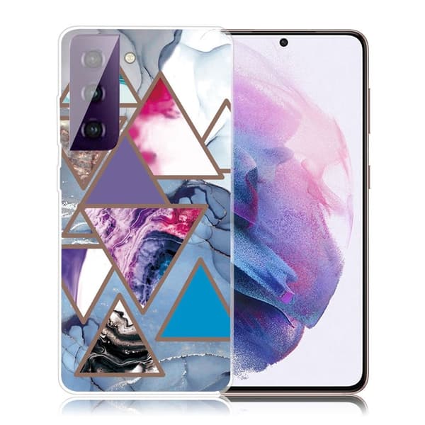 Marble Samsung Galaxy S21 FE Etui - Trekant Mønstre i Klinkekule Multicolor