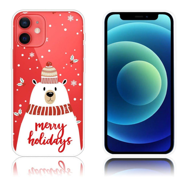 Mønstertryk i julestil Fleksibel telefontaske iPhone 12 Mini - Glædelig Jul White