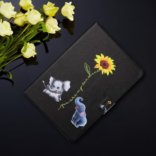 Lenovo Tab M10 läderfodral med coolt mönster - Elefanter Och Solros multifärg