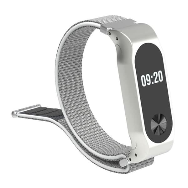Xiaomi Mi Band 2 aktivitets klockarmband nylon kardborre - Silver Silvergrå