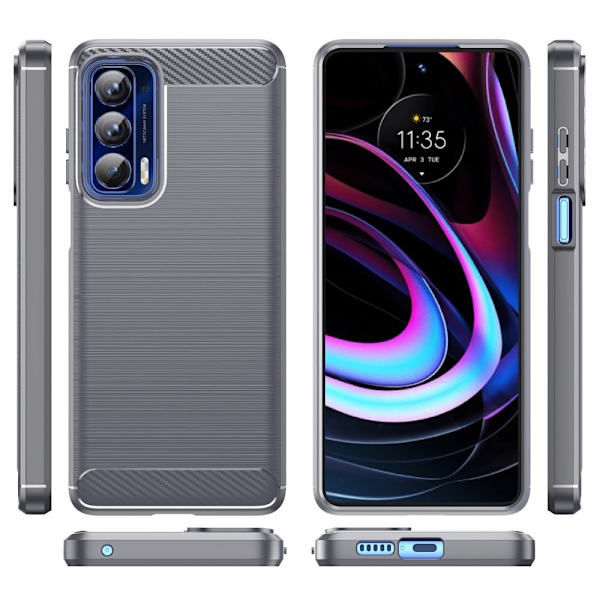 Carbon Flex Etui Motorola Edge (2021) - Grå Silver grey