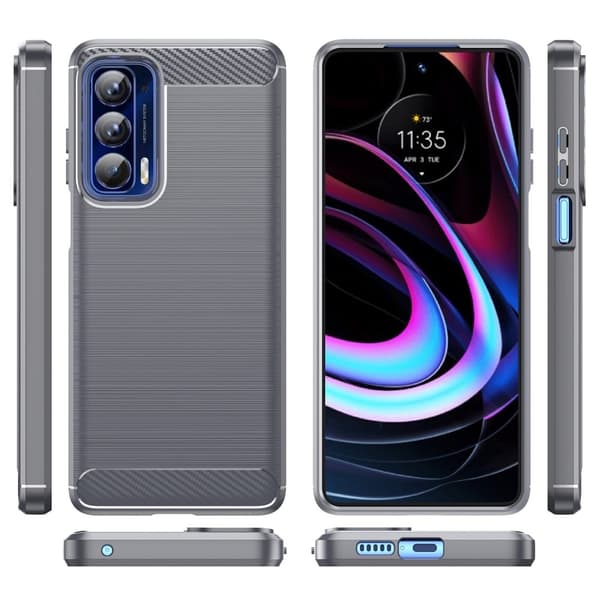Carbon Flex Suojakotelo Motorola Edge (2021) - Harmaa Silver grey
