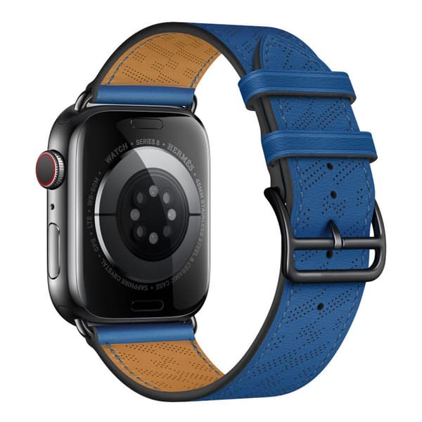 Apple Watch Series 8 (41mm) klockarmband i äkta läder - Blå Blå