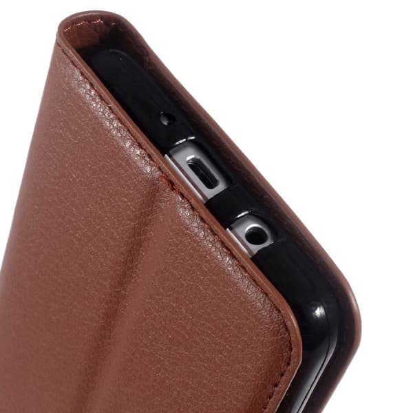 Mankell læder-etui med litchi overflade til Samsung Galaxy J5 (2016) - Brun Brown