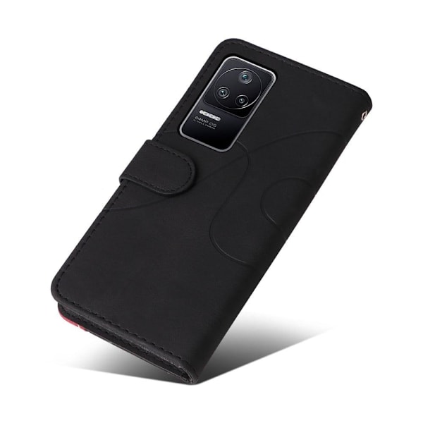 Texturerat läder Xiaomi Poco F4 GT / Xiaomi Redmi K40S fodral med handledsband - Svart Svart