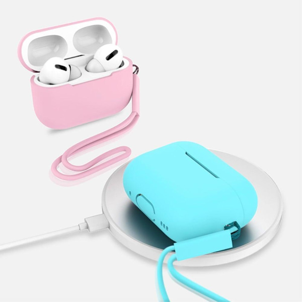 2,0 mm AirPods Pro 2 silikonfodral med rem - Gul Gul