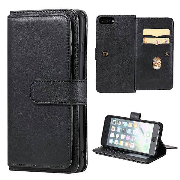 iPhone 7 Plus / iPhone 6 Plus / iPhone 6S Plus etui med pung & 10 kortpladser – Sort Black